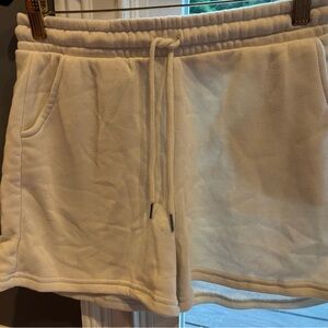 Cream Athletic Shorts with Elastic Waistband